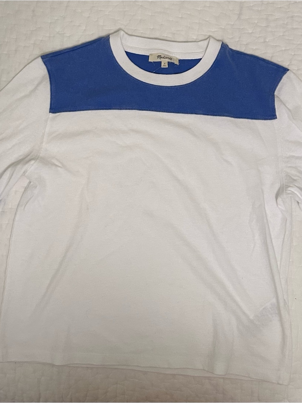 Madewell Vintage Varsity White and Blue Ringer Tee - Picture 4 of 9